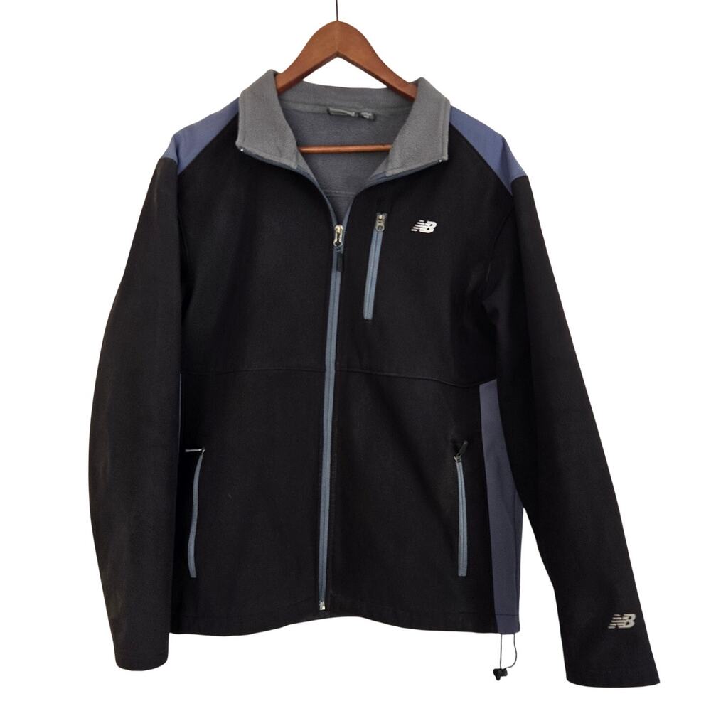 New Balance Weather Resistant Soft‑Shell Jacket Black & Gray Fleece‑Lined Size M